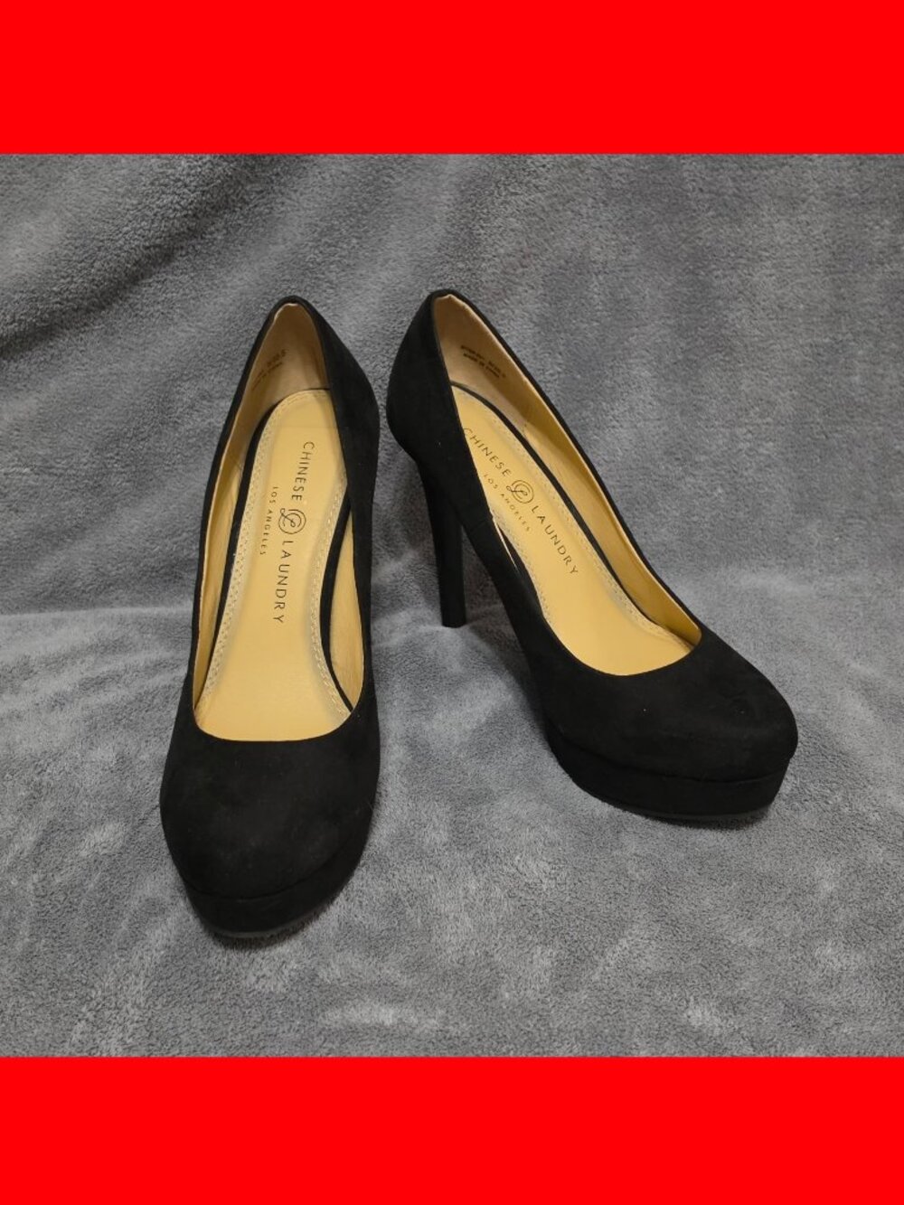 Chinese Laundry Black Suede Wonder Platform Pumps - Women's 8